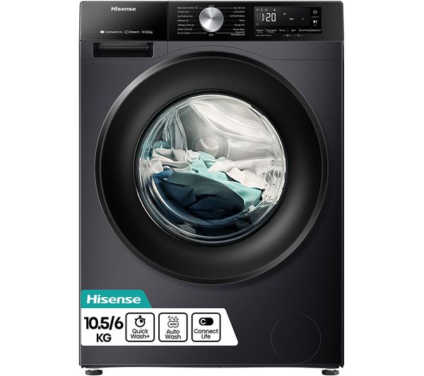 Hisense WD3S1043BB3 Washer Dryer Black WiFi 10kg Fluff Filter (image for) Hisense WD3S1043BB3 Washer Dryer Black WiFi 10kg Fluff Filter